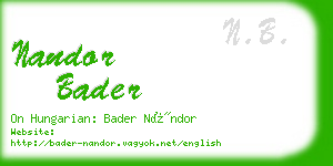 nandor bader business card